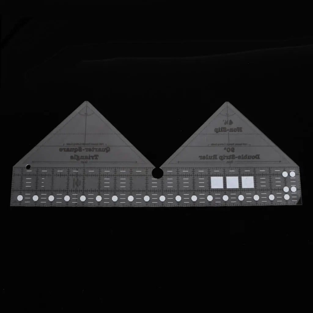 Multipurpose Clear Acrylic Quilting Ruler – Double Strip & Triangle Template, 18.5" x 7"