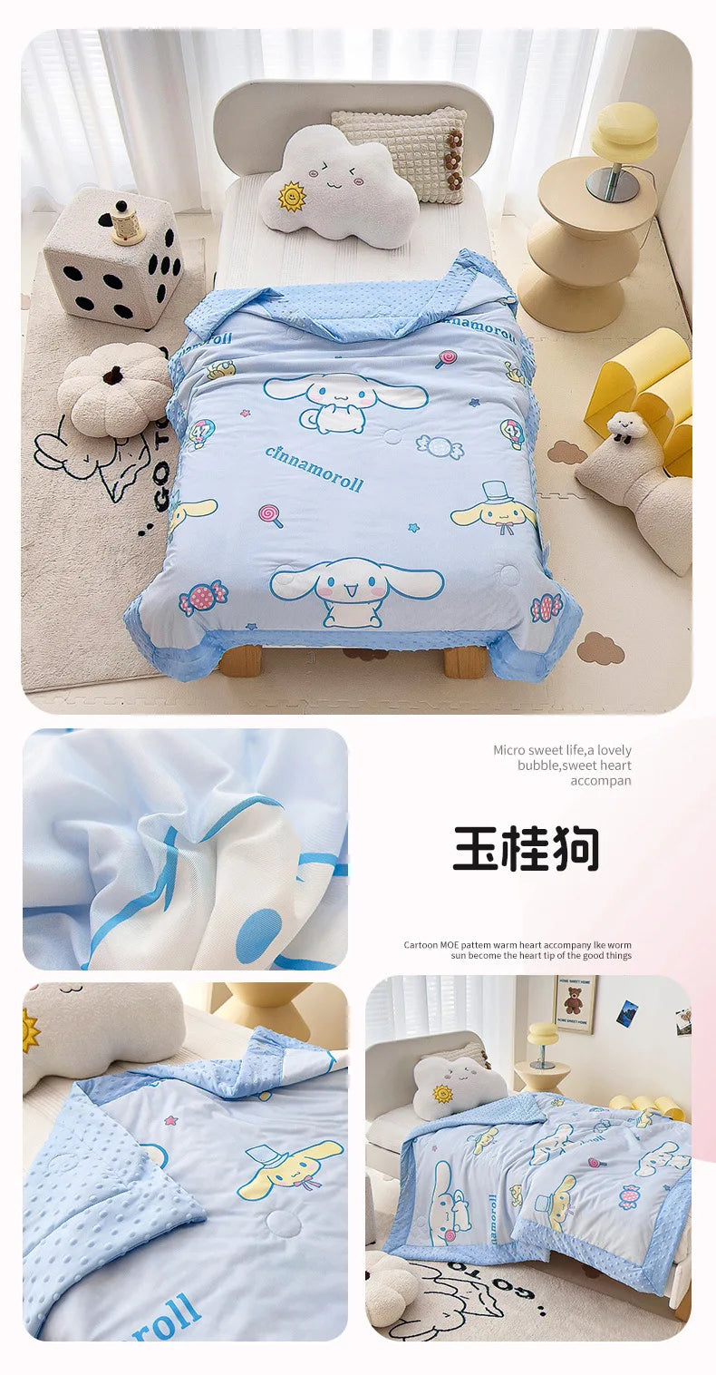 Sanrio Cartoon Knitted Cotton Summer Air Quilt – Breathable Nap Blanket (110×150cm)