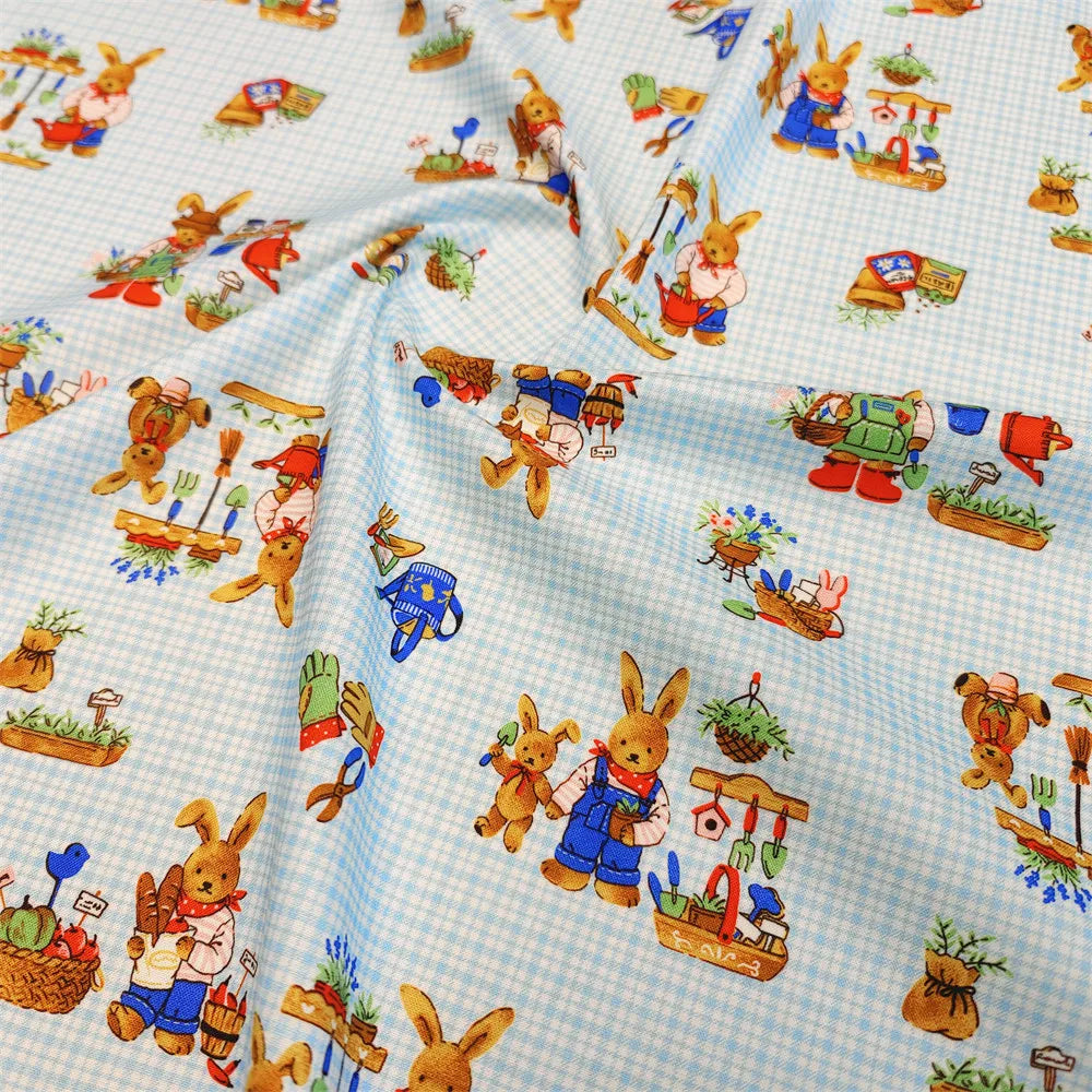 20S Cotton Cute Showa Kawaii Cat Deer Print Fabric DIY Quilting Needlework Material Sewing Dress Kids Clothes Fabrics