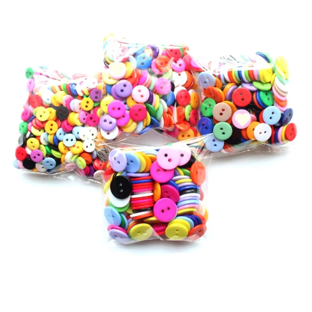 MIAOCHI Mixed Color Round Plastic Buttons – 2-Hole, 7 Sizes, 50 or 100-Pack