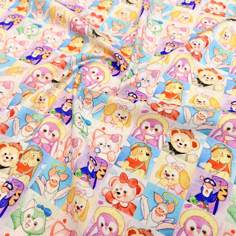 20S Cotton Cute Showa Kawaii Cat Deer Print Fabric DIY Quilting Needlework Material Sewing Dress Kids Clothes Fabrics
