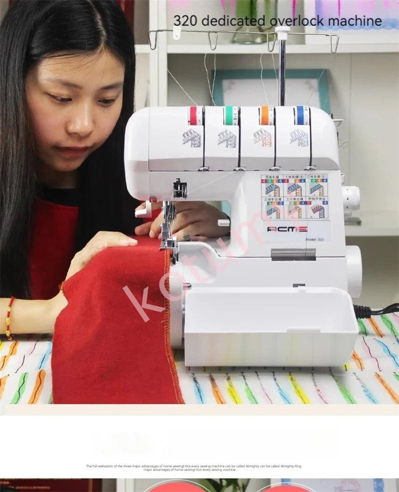 HQ320 Desktop Overlock Sewing Machine – 3/4 Thread, 100W, Electric