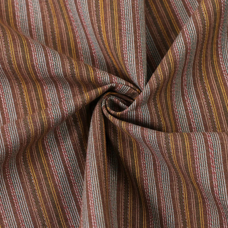 Yarn-Dyed Jacquard Striped Linen Cotton Fabric – 55" Wide, Sold by the Half Yard