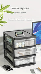 Japanese Style Desktop Storage Box-Transparent Drawer Organizer for Cosmetics,Stationery & Office Supplie,Student Desk Organizer