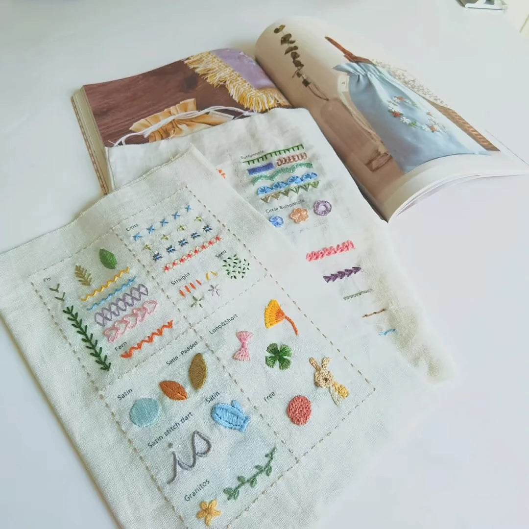 Creative Embroidery Stitch Book for Beginners – DIY Sewing Kit with Patterns, Thread & Tools
