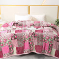 Flannel Throw Blanket – Pink Flower Plaid Patchwork Pattern | Soft & Warm | 5 Sizes