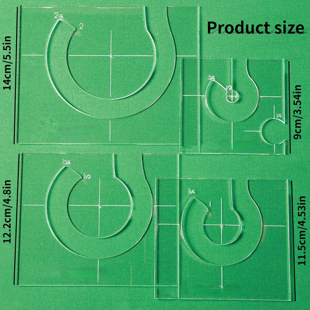 4-Piece Acrylic Free Motion Quilting Template Set for Domestic Sewing Machines