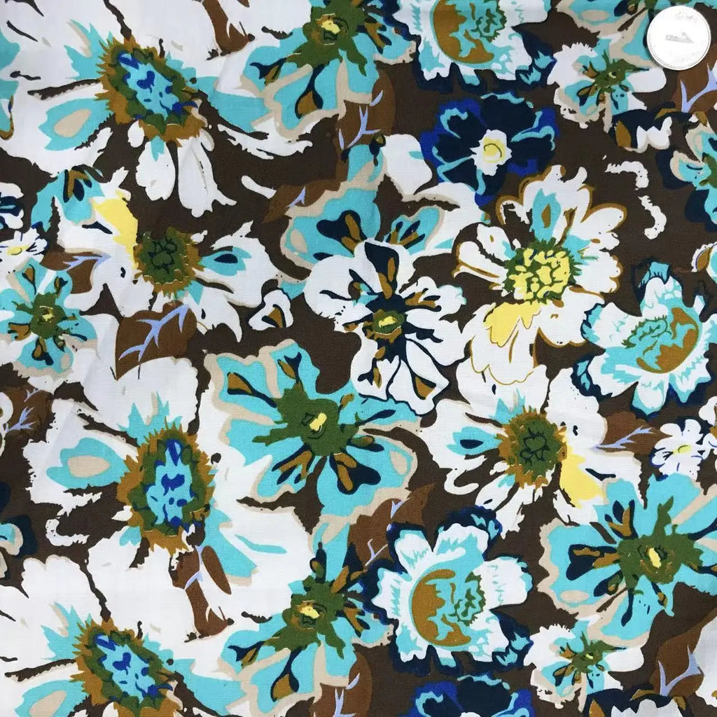 Rose Print Cotton Poplin Fabric – Vintage Floral Hawaiian Print | 145cm Wide, Sold by the Meter