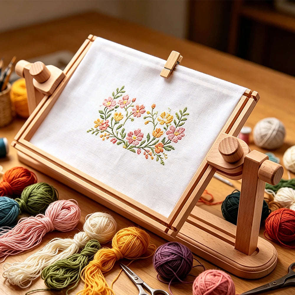 Adjustable Wooden Desktop Embroidery Stand – 3 Colors