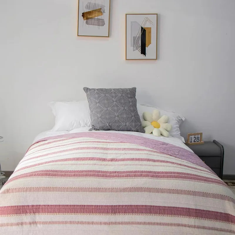 All-Season Waffle Weave Cotton Quilted Throw Blanket – Breathable & Sustainable | Custom Sizes