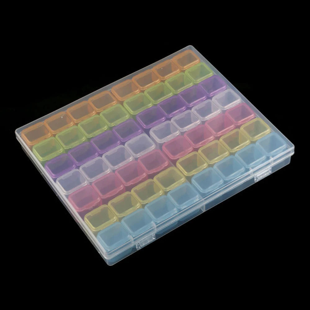 Caja de almacenamiento para Diamond Painting — Organizador de 28 a 64 compartimentos para abalorios, cuentas y materiales de manualidades