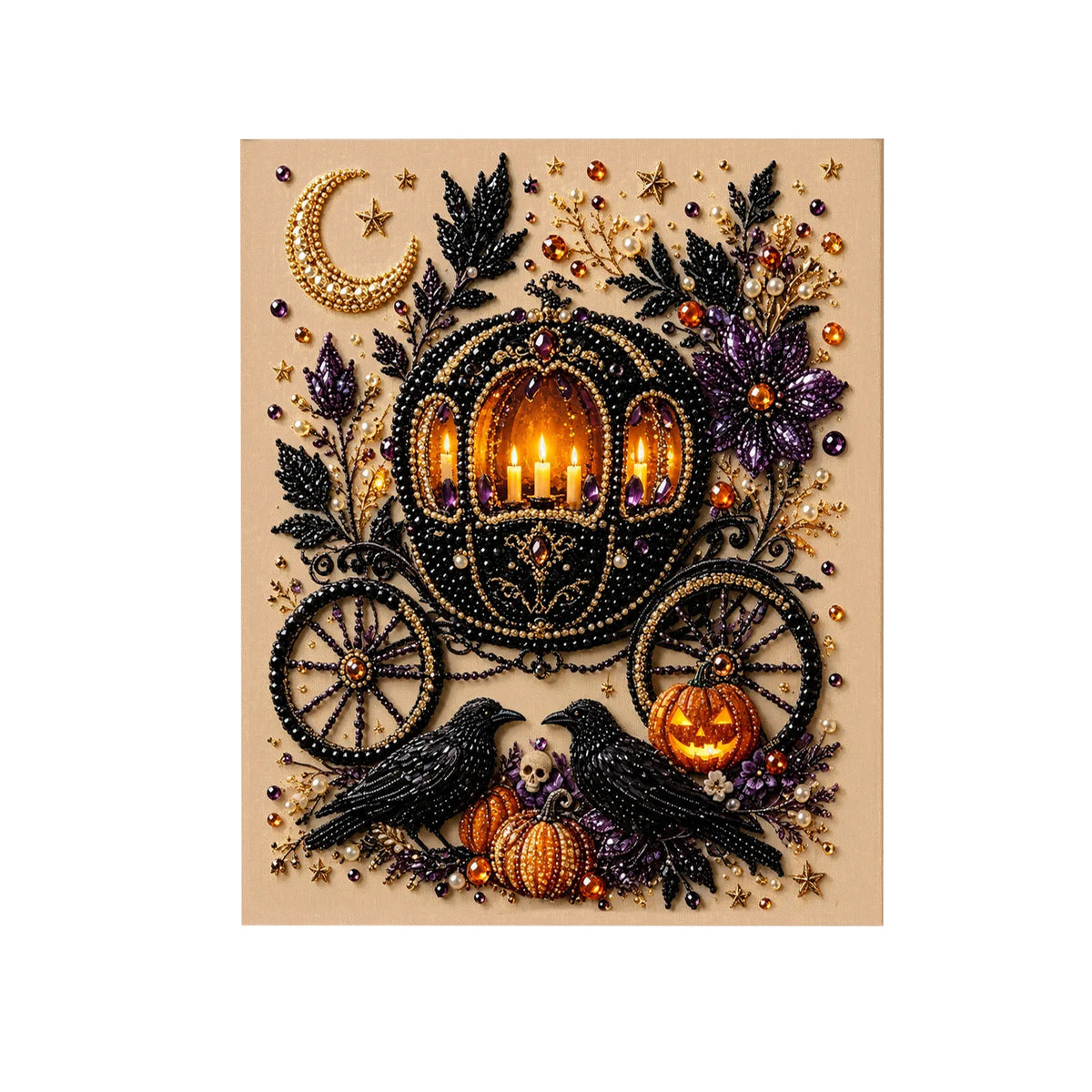 Halloween Diamond Art Kit – Pumpkin Design | 18x18cm (7.09"x7.09") Canvas