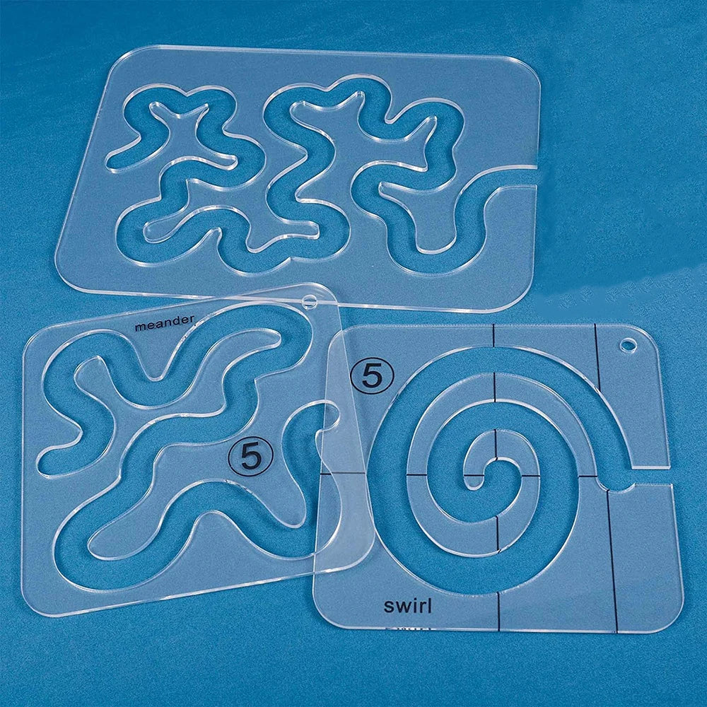 JAY HOME Acrylic Free Motion Quilting Template – 3 Style Options for Domestic Sewing Machines