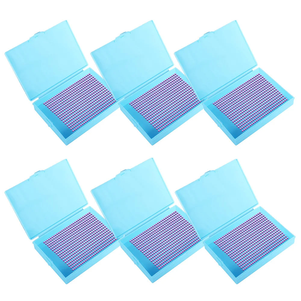Juego de 6 bandejas para perforación y caja de almacenamiento para pintura de diamante – Organizador de cuentas 2 en 1 para manualidades DIY