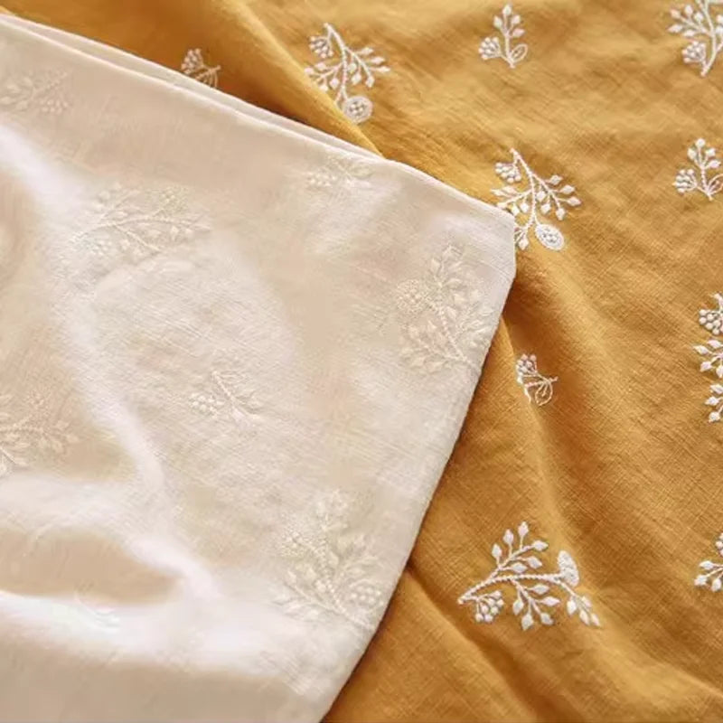 Embroidered Floral Poly-Cotton Fabric – 145cm Wide, Sold by 50cm – For Dresses, Quilting & DIY Clothing