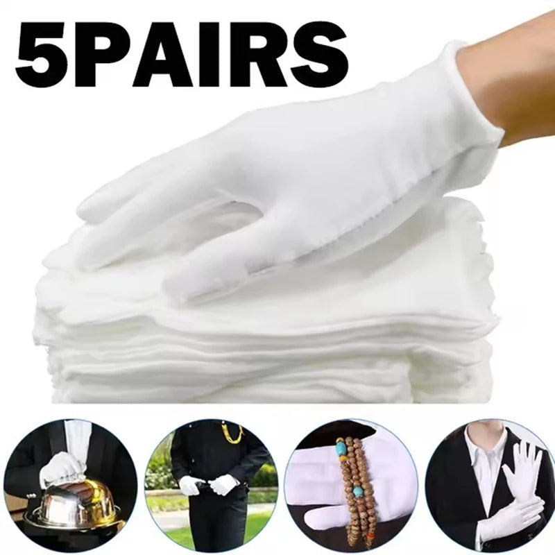 White Cotton Etiquette Gloves | Quilting, Jewelry, Waiter & Work Gloves