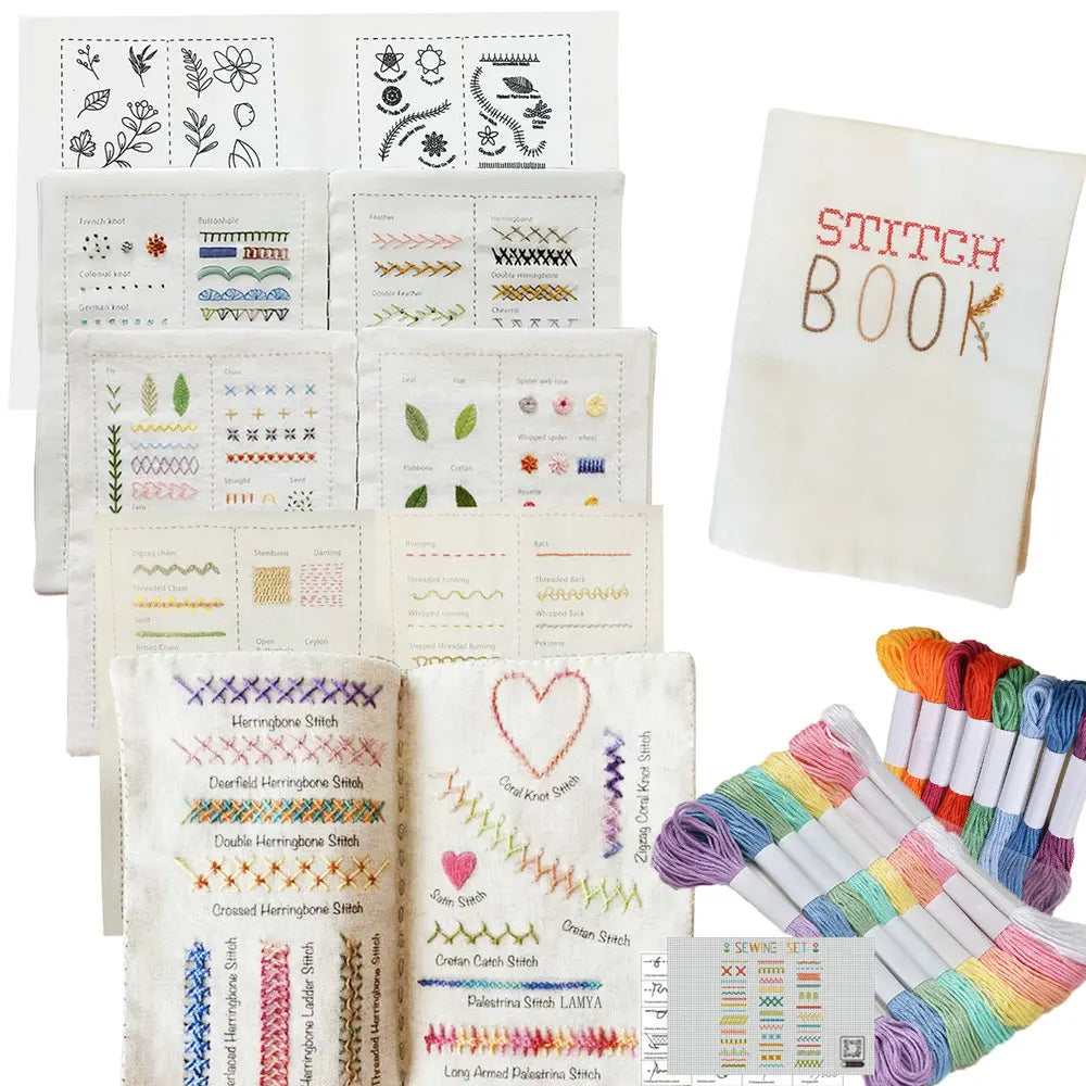 Creative Embroidery Stitches Book - 6-Page Beginner DIY Stitch Guide