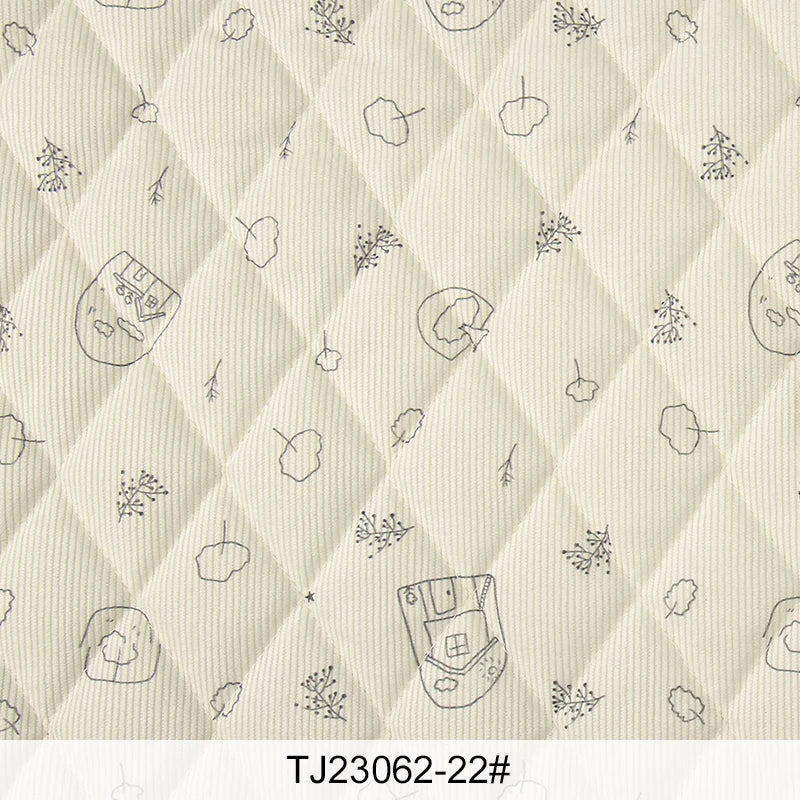 Rabbit & Tree Print Corduroy Fabric – 150cm Wide, Quilted Cotton Blend, 0.5m / 1m / 2m