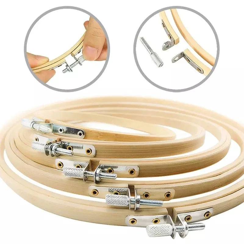 Round Bamboo Embroidery Hoops — Set of 10 (3–12 inch)