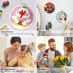 Kit DIY de aguja mágica para adultos principiantes con bastidor de bordado, patrón de flores, rosas, tulipanes, juego de manualidades de pintura con lana.