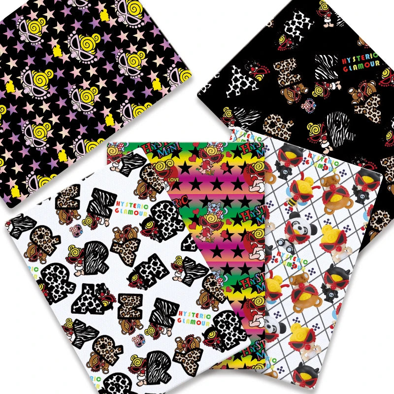 Cartoon Print Cotton Fabric – 140×50cm, Breathable Poly-Cotton – For Children's Dresses, Patchwork & DIY Sewing