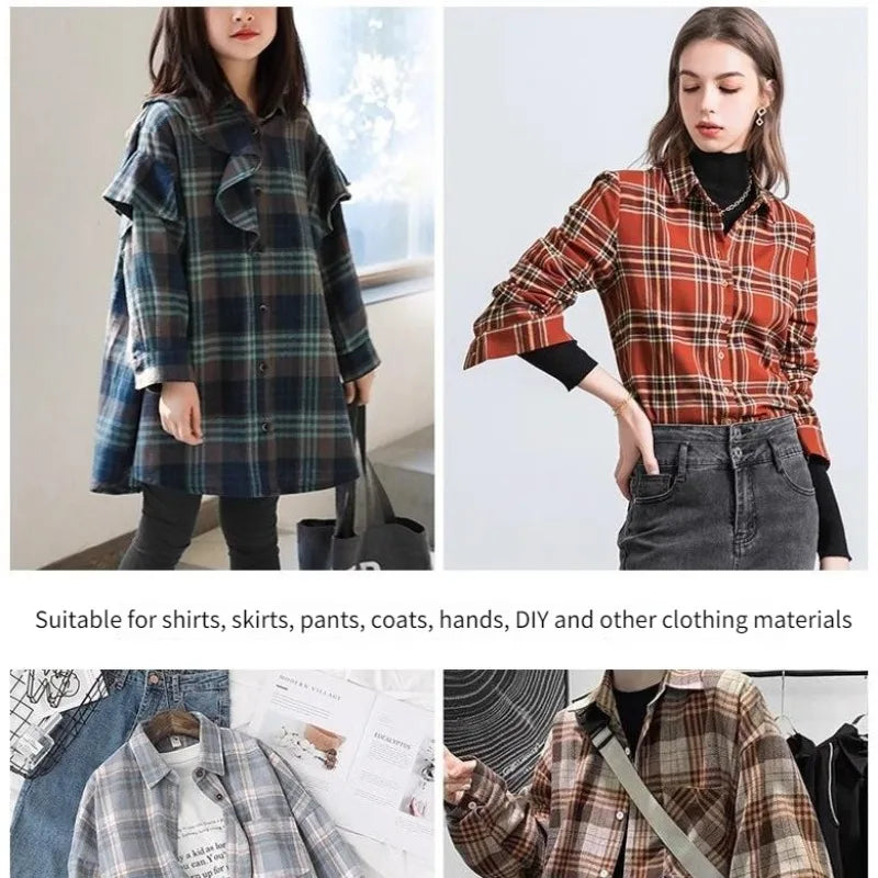 Brushed Plaid 100% Cotton Fabric – 145cm Wide, 250g/m for Shirts, Dresses, Coats & DIY