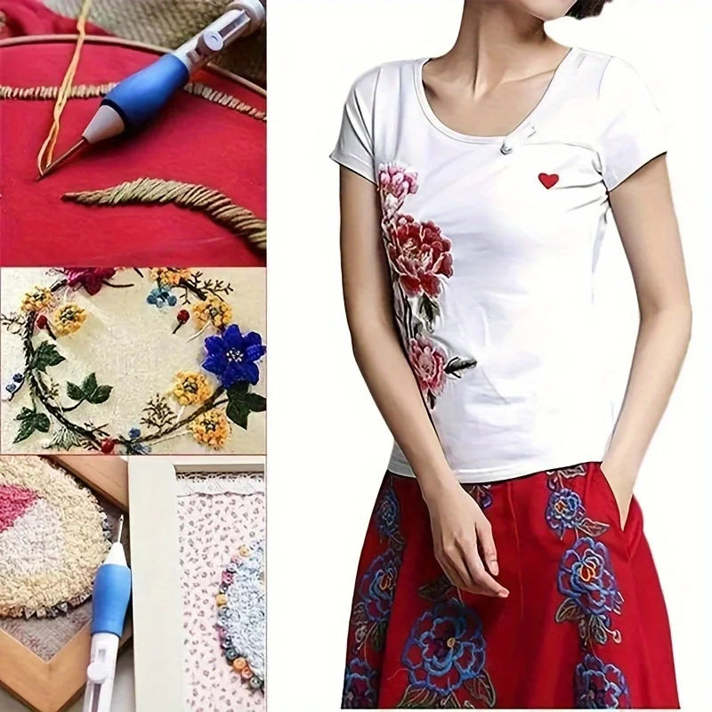 Adjustable Magic Embroidery Pen Set – 3 Needles, Threader & Scissors