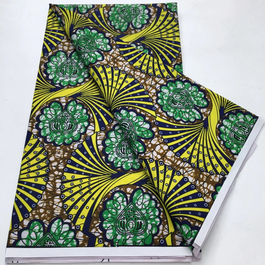 African Block Wax Print Fabric – 100% Polyester, Nigerian Batik Style – For Wedding Dresses, Clothing & Home Décor