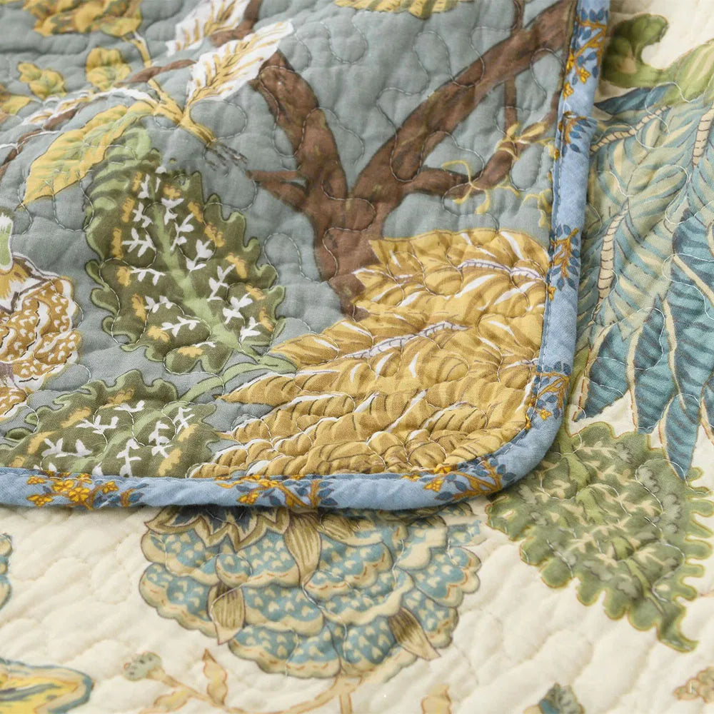 CHAUSUB Handmade Patchwork Cotton Quilt – Floral Print Bedspread, Twin to Super King