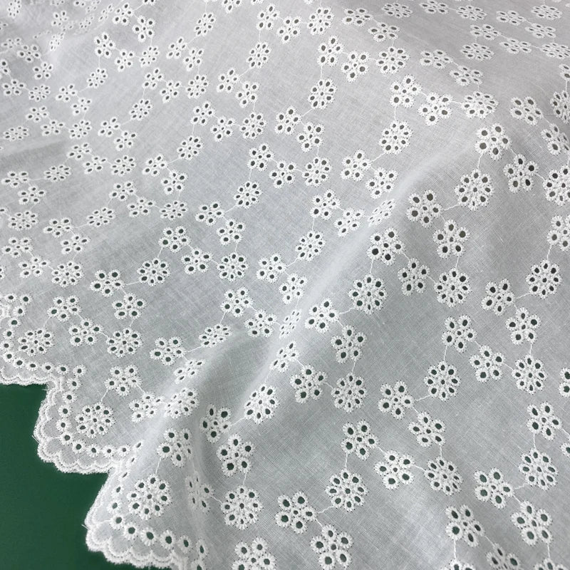 Floral Embroidery Cotton Lace Fabric | Hollow Out | 135cm Wide | Sold by the Yard