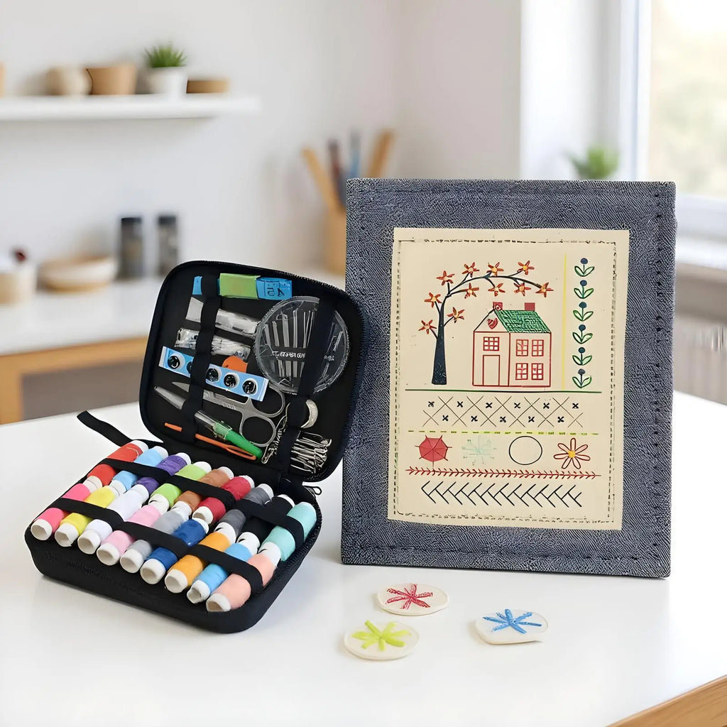 Chinese Style Embroidery Stitches Book Set – Hoop, 50-Color Threads & 10-Page Stitch Atlas