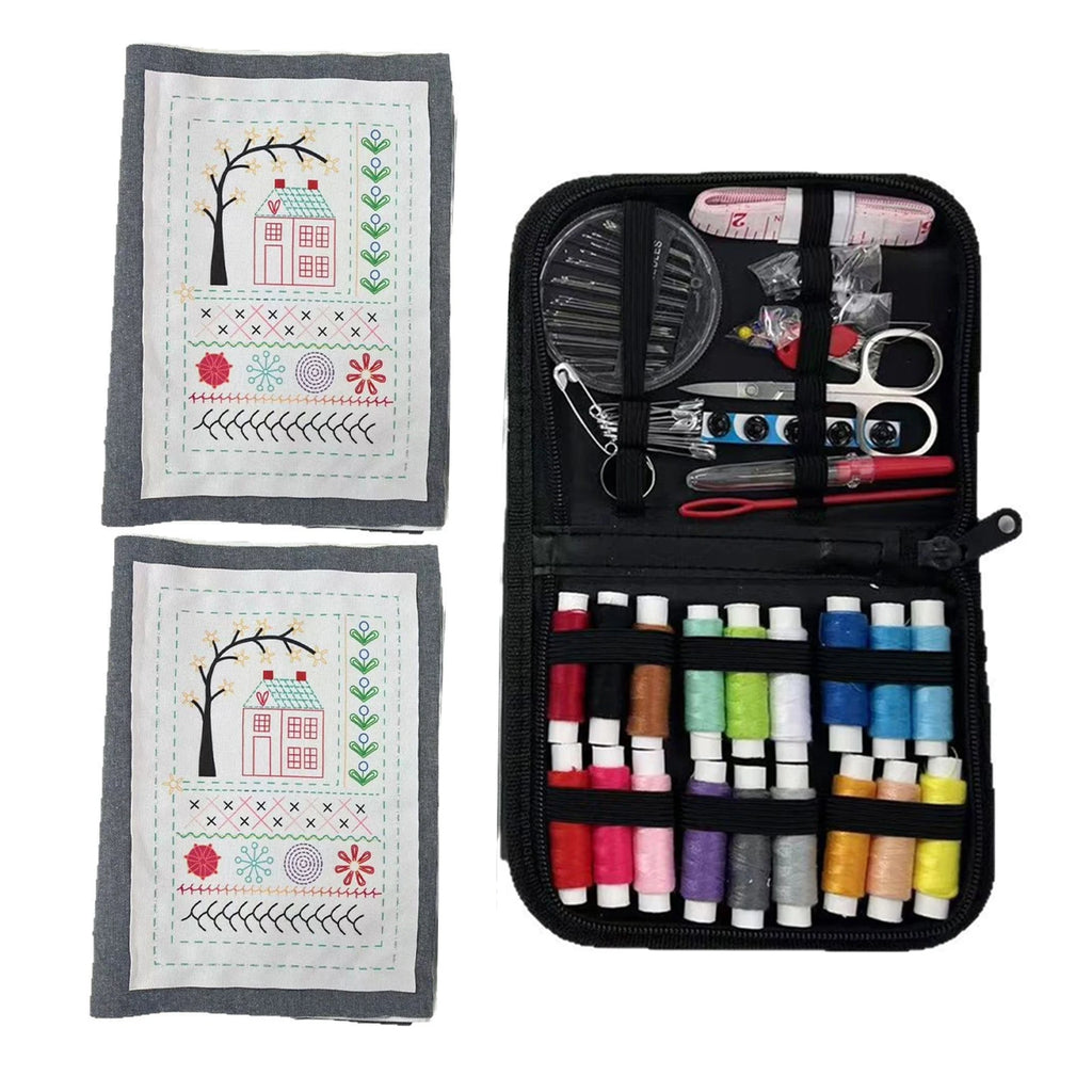 Complete Beginner Embroidery Stitch Book Kit with Full Toolkit & Zippered Case