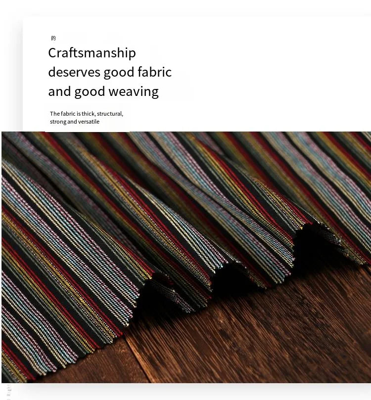 Yarn-Dyed Jacquard Striped Linen Cotton Fabric – 55" Wide, Sold by the Half Yard