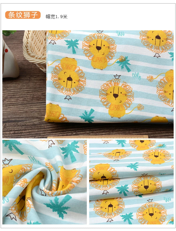 Soft Printed Knit 100% Cotton Fabric – 90x50cm, 185g/m² for Baby Clothes, Pajamas & Blankets