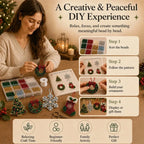 Kit de adornos de Navidad con cuentas — Juego de 4 piezas | Árbol, copo de nieve, corona y calcetín