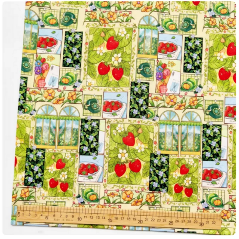 Strawberry Watermelon Print Pure Cotton Fabric For Making Shirts Dress Handmade Baby Clothing, T85