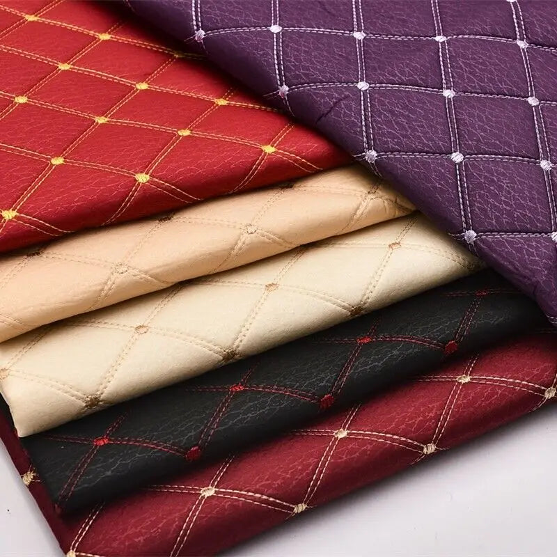 Thick Quilted Embroidered Plaid Fabric – 55" × 39" Panel | Sofa, Home Décor & DIY Sewing (10 Colors)