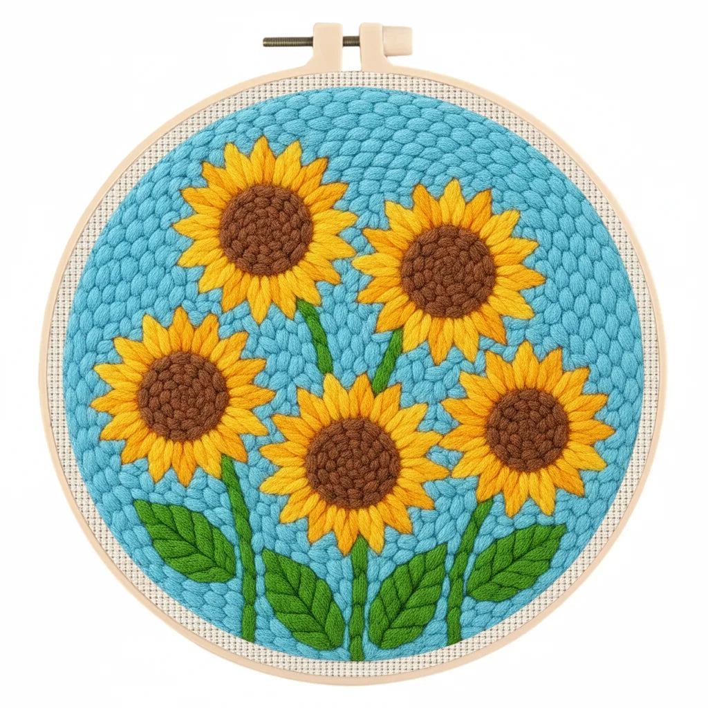 Kit DIY de aguja mágica para adultos principiantes con bastidor de bordado, patrón de flores, rosas, tulipanes, juego de manualidades de pintura con lana.