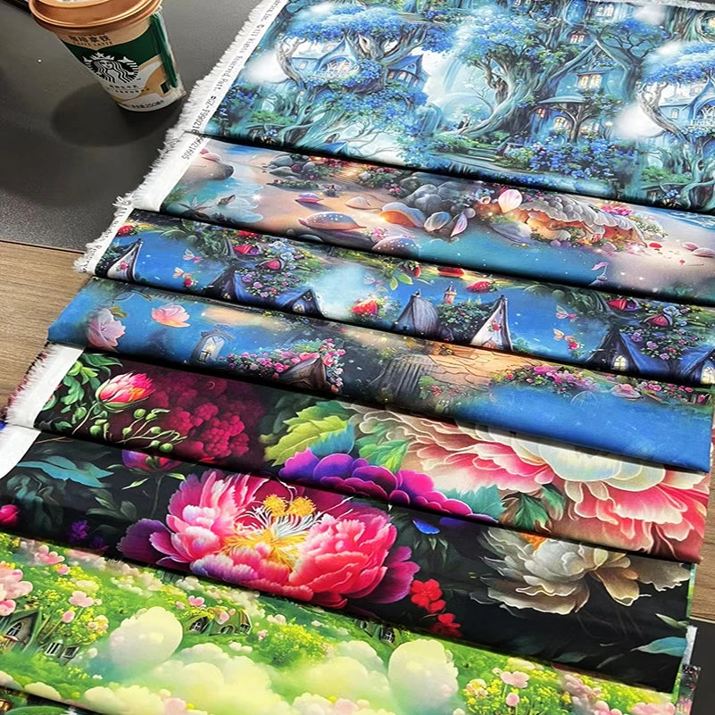 HD Digital Print Cotton Fabric | Fairy Tale Elf Design | Sold by Half Meter