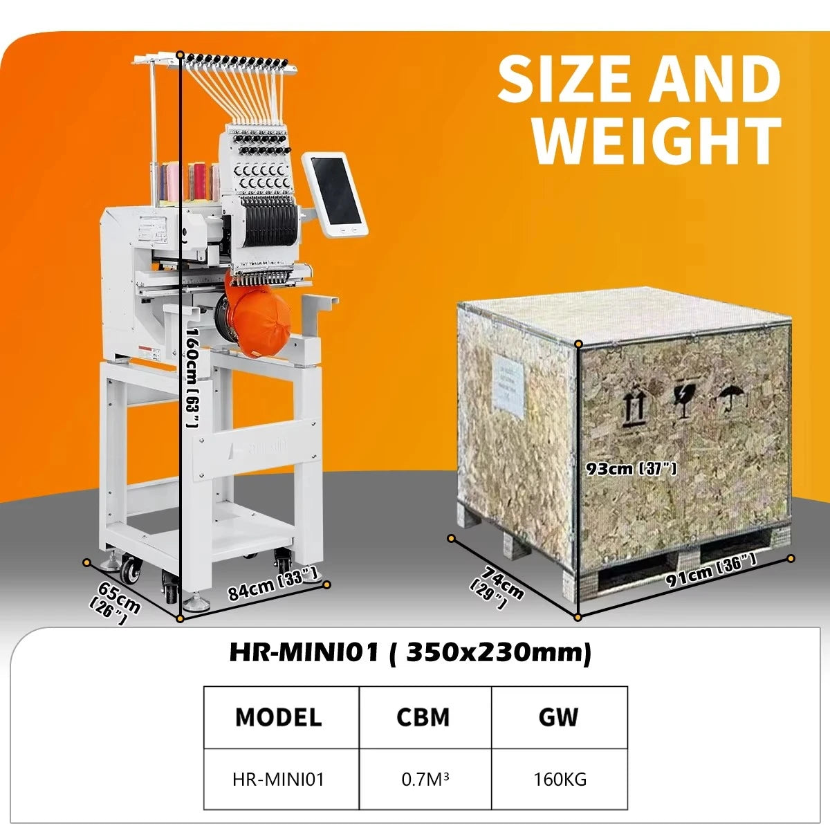 Single Head Multi-Needle Embroidery Machine | 350×230mm | Computer Controlled