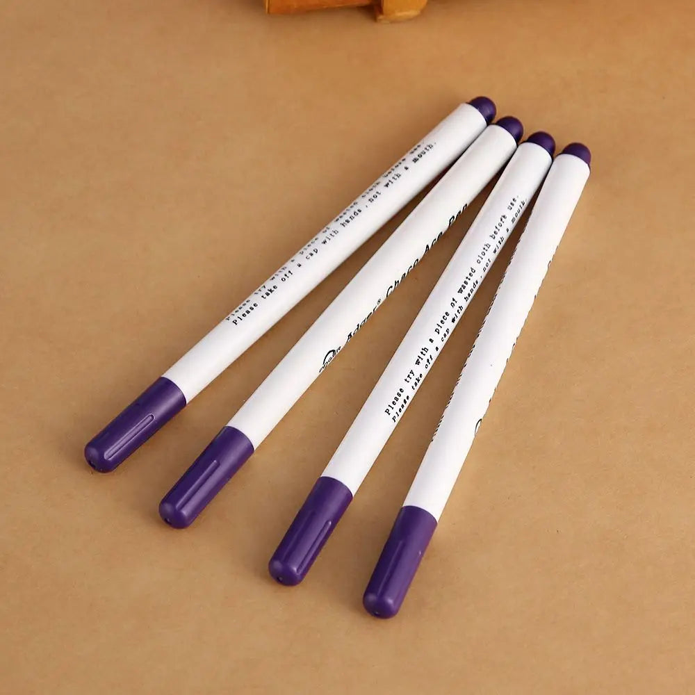 Water-Erasable Fabric Marker Pens – 4-Pack in Pink, Purple, Blue & White