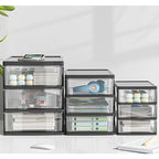 Japanese Style Desktop Storage Box-Transparent Drawer Organizer for Cosmetics,Stationery & Office Supplie,Student Desk Organizer