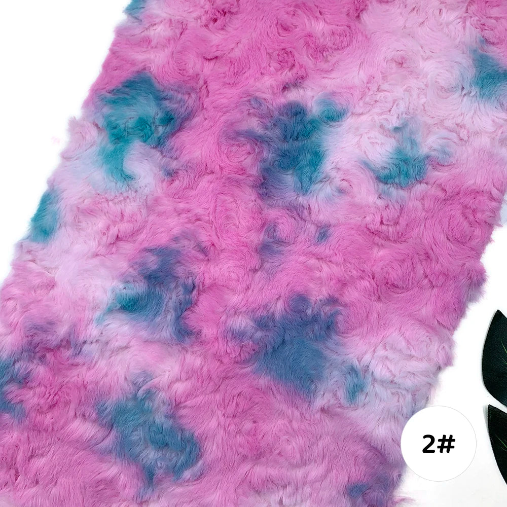 Tejido de Peluche Teñido Anudado – 25x45cm, Pelo de Muñeca de Algodón y Manualidades, 10 Colores