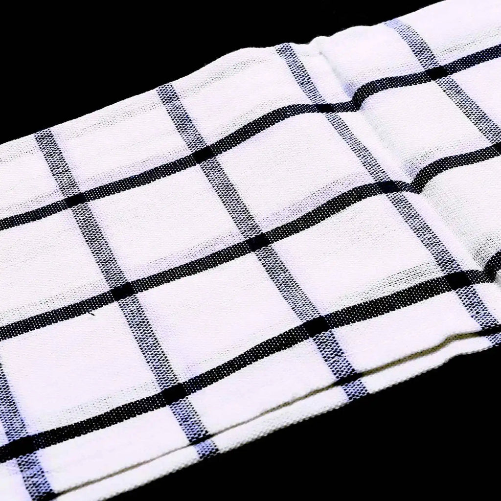 Blue & White Plaid Cotton Kitchen Towels – Set of 6 | 40x60cm Tea Towels & Dish Napkins