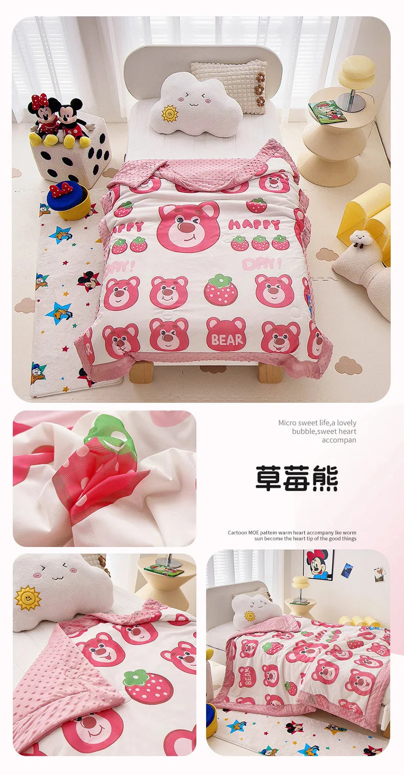 Sanrio Cartoon Knitted Cotton Summer Air Quilt – Breathable Nap Blanket (110×150cm)