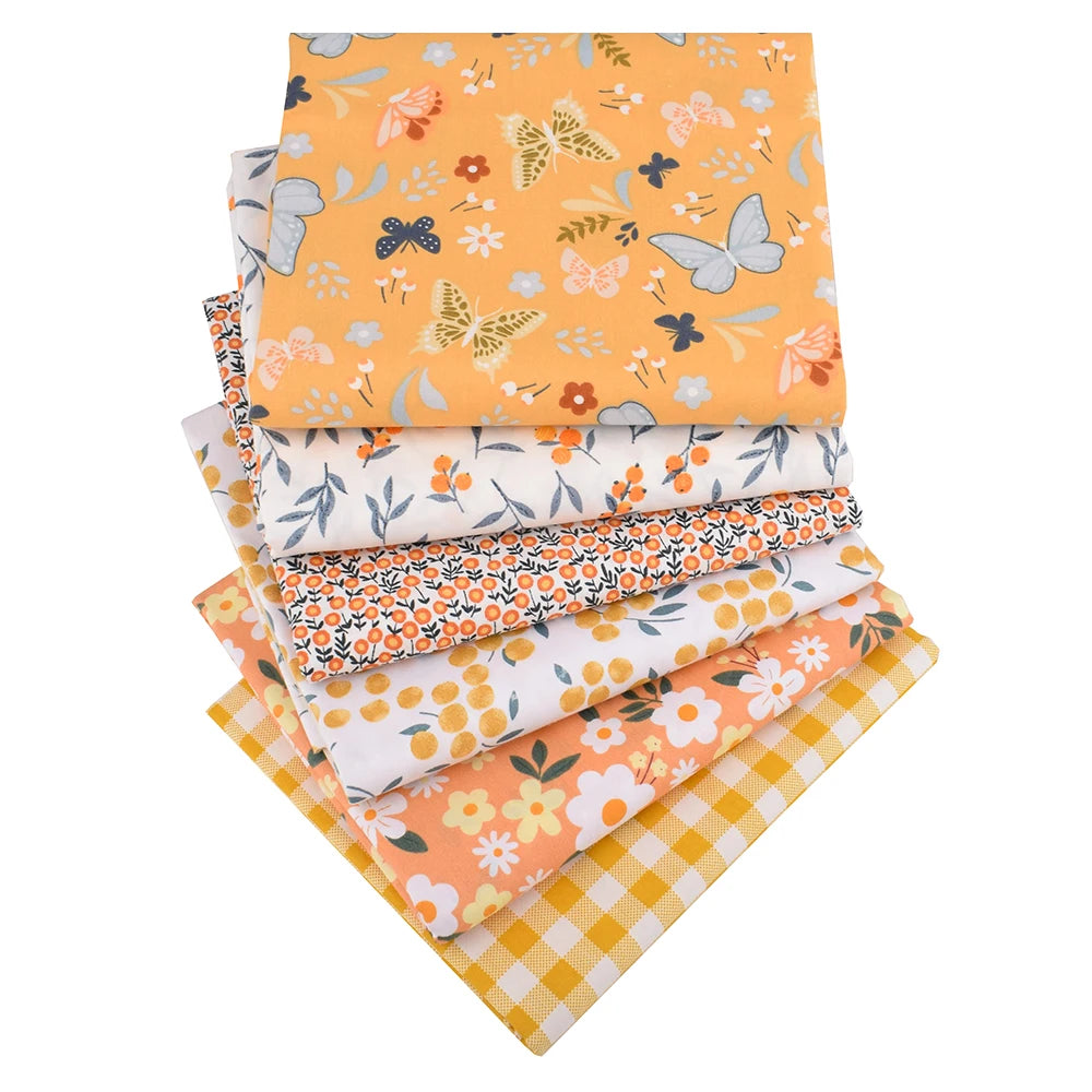 Orange Floral Series Printed Twill Cotton Fabric – 40s Weight