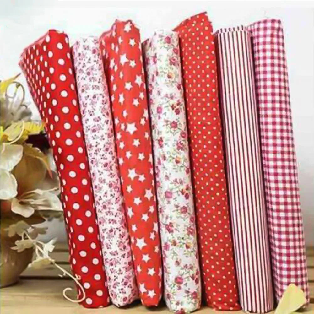 7-Piece Multicolor Cotton Fat Quarter Bundle — 25x25cm (Set C)