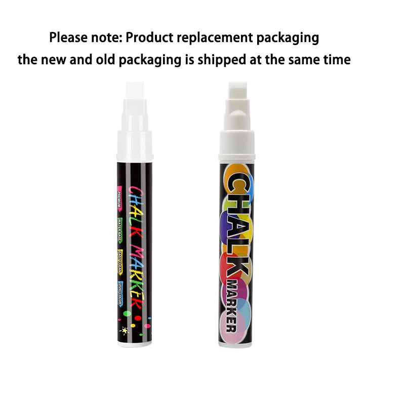 White Liquid Chalk Marker Pen – Erasable, Water-Based, 5 Tip Sizes