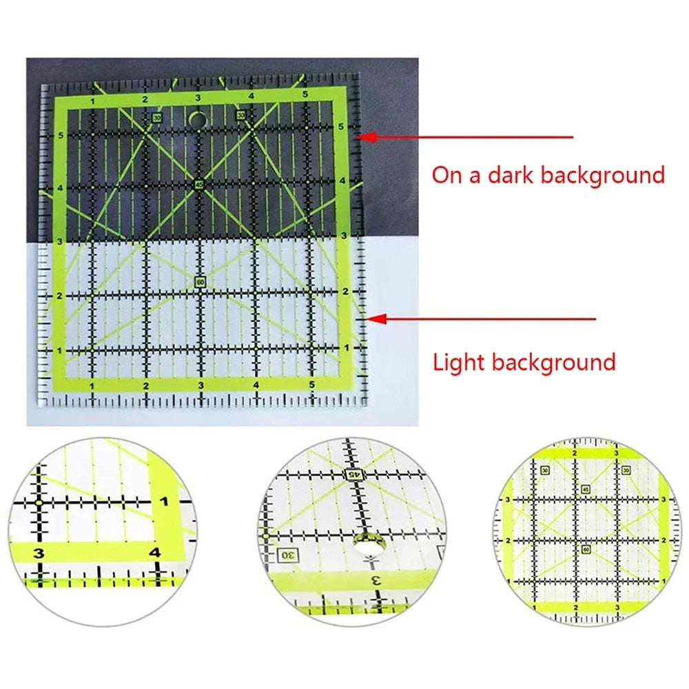 Acrylic Quilting Ruler — Two-Color Grid Patchwork Square