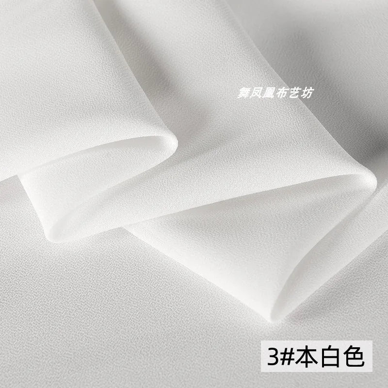 White Beaded Chiffon Fabric – Lightweight & Drapey | 146 cm Wide (57.5 in)